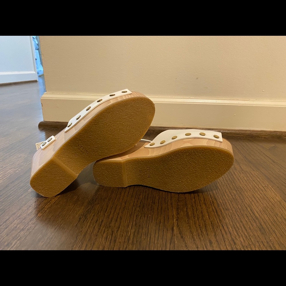 Celine White Leather Platform Sandals - Picture 9 of 10